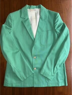 Vintage J.G. Hook Women's Teal Green Two-Button Jacket - Size 12